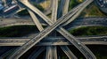 Aerial Shot of Interconnected Motorway Interchange. Royalty Free Stock Photo
