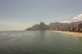 Aerial shot of Ipanema and Leblon beach with Dois Irmaos in the background