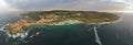 Aerial shot of an island under a cloudy sky in Galicia, Spain Royalty Free Stock Photo