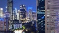 Aerial shot of Jakarta downtown at night