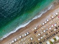 Aerial shot of Jaz beach near Budva, Montenegro. Royalty Free Stock Photo