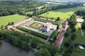 Aerial shot of the Kratochvile state chateau in Netolice, South Bohemian Region, Czech Republic