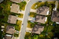 Aerial shot of large houses in the Mission City in BC, Canada during the day