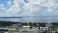 Aerial shot of the Leesburg Florida - Lake Harris cloudy afternoon