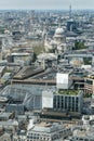 Aerial shot of London with the London Mithraeum, St. Paul`s Cathedral, and BT Tower Royalty Free Stock Photo