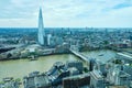 Aerial shot of London with the River Thames, Shard, London Bridge, etc. Royalty Free Stock Photo