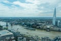 Aerial shot of London with the River Thames, Shard, Tower Bridge, City Hall, etc. Royalty Free Stock Photo