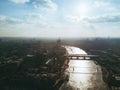 Aerial shot of London view with Thames Shard and Tower bridge Royalty Free Stock Photo