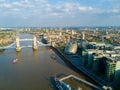 Aerial shot of London view with Thames Shard and Tower bridge Royalty Free Stock Photo