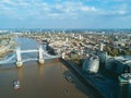 Aerial shot of London view with Thames Shard and Tower bridge Royalty Free Stock Photo