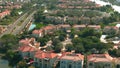 Aerial view of luxury Jumeirah Islands community villas in Dubai, United Arab Emirates