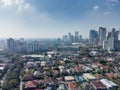 Aerial shot of the Manila skyline skyscraper clusters