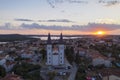 An aerial shot of Medulin at dusk, Istria, Croatia Royalty Free Stock Photo