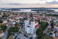An aerial shot of Medulin at dusk, Istria, Croatia Royalty Free Stock Photo