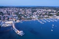 An aerial shot of Medulin port at dusk, Istria, Croatia Royalty Free Stock Photo