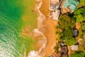 Aerial shot of the mesmerizing seascape with a sandy beach