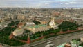 Aerial view of the Moscow Kremlin within cityscape of the centre of Moscow, Russia