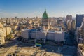 Aerial shot of National Congress of Argentina and the surrounding buildings on a sunny day Royalty Free Stock Photo