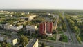 Aerial Shot of Novopolotsk Cityscape, Belarus. Main Crossroads with Buildings