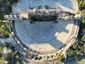 Aerial shot of the Odeon of Herodes Atticus stone Roman theatre structure in Athens, Greece. Royalty Free Stock Photo