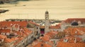 Aerial shot of the old city of Dubrovnik with red-roofed buildings in Croatia Royalty Free Stock Photo