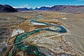 Aerial shot of Orkhon river in Mongolia