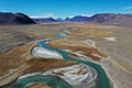 Aerial shot of Orkhon river in Mongolia