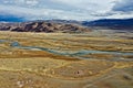 Aerial shot of Orkhon river in Mongolia