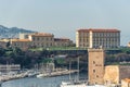 Aerial shot of the Palais du Pharo and the Fort Saint-Jean in Marseille France Royalty Free Stock Photo