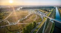 Aerial shot of the Park of the 800th anniversary of the city of Opole (Poland)