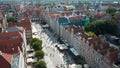 Aerial shot of people on the Long Lane of the old town in Gdansk, Poland Royalty Free Stock Photo