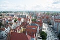 Aerial shot of people on the Long Lane of the old town in Gdansk, Poland Royalty Free Stock Photo