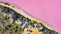 Aerial shot of pink lagoon, Perth