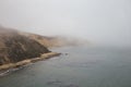 Aerial shot of Point Reyes National Seashore in California during a misty weather