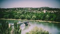 Aerial shot of the Pont Saint-Benezet bridge, Avignon, France Royalty Free Stock Photo