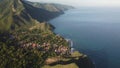 Aerial shot of Puerto Colombia, Aragua State, Venezuela, high angle circle pan