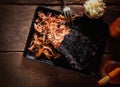 Aerial Shot of Pulled Pork Dish on Tray Royalty Free Stock Photo