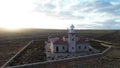 Aerial shot of Punta Nati lighthouse in Menorca island