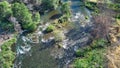 Aerial shot of Putah creek in California