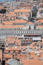 Aerial shot of red-roofed white buildings in the historic Alfama district in Lisbon, Portugal Royalty Free Stock Photo