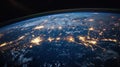 Aerial shot reveals Earth aglow with interconnected data hig