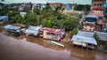 Aerial shot of Rio Huallaga and Yurimaguas town