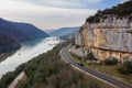 Aerial shot of a road in Lim Bay, located in Istria, Croatia Royalty Free Stock Photo