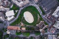 Aerial shot of Rocca Pia Fortress and its grounds in Tivoli, Italy Royalty Free Stock Photo