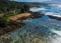 Aerial shot of the rock pools for snorkeling at Sharks Cove Hawaii Royalty Free Stock Photo