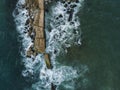 Aerial shot of the rocks at the Malecon of Santo Domingo in the Dominican Republic