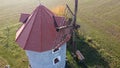 Aerial shot of a roof of a windmill during reconstruction in Czech Republic