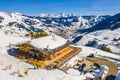 Aerial shot of Saalbach-Hinterglemm Alpine resort town in  Austria Royalty Free Stock Photo