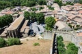 Aerial shot of the Saint-Gimer church, Carcassonne, southern France