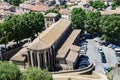 Aerial shot of the Saint-Gimer church, Carcassonne, southern France